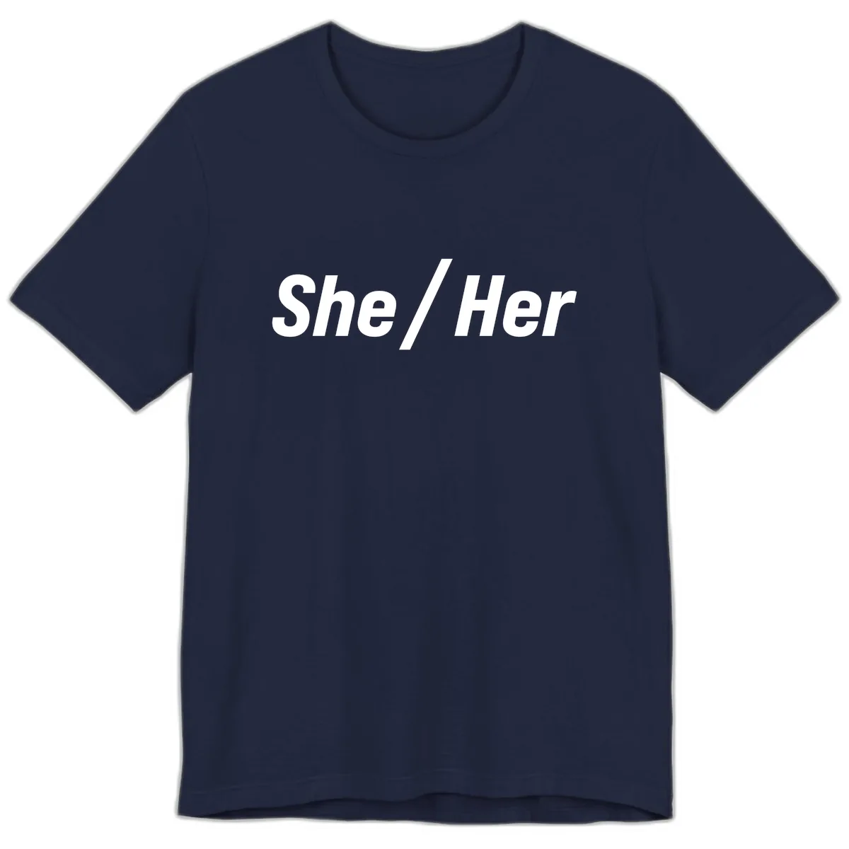 She/Her Pronoun Statement Premium T-Shirt in Navy