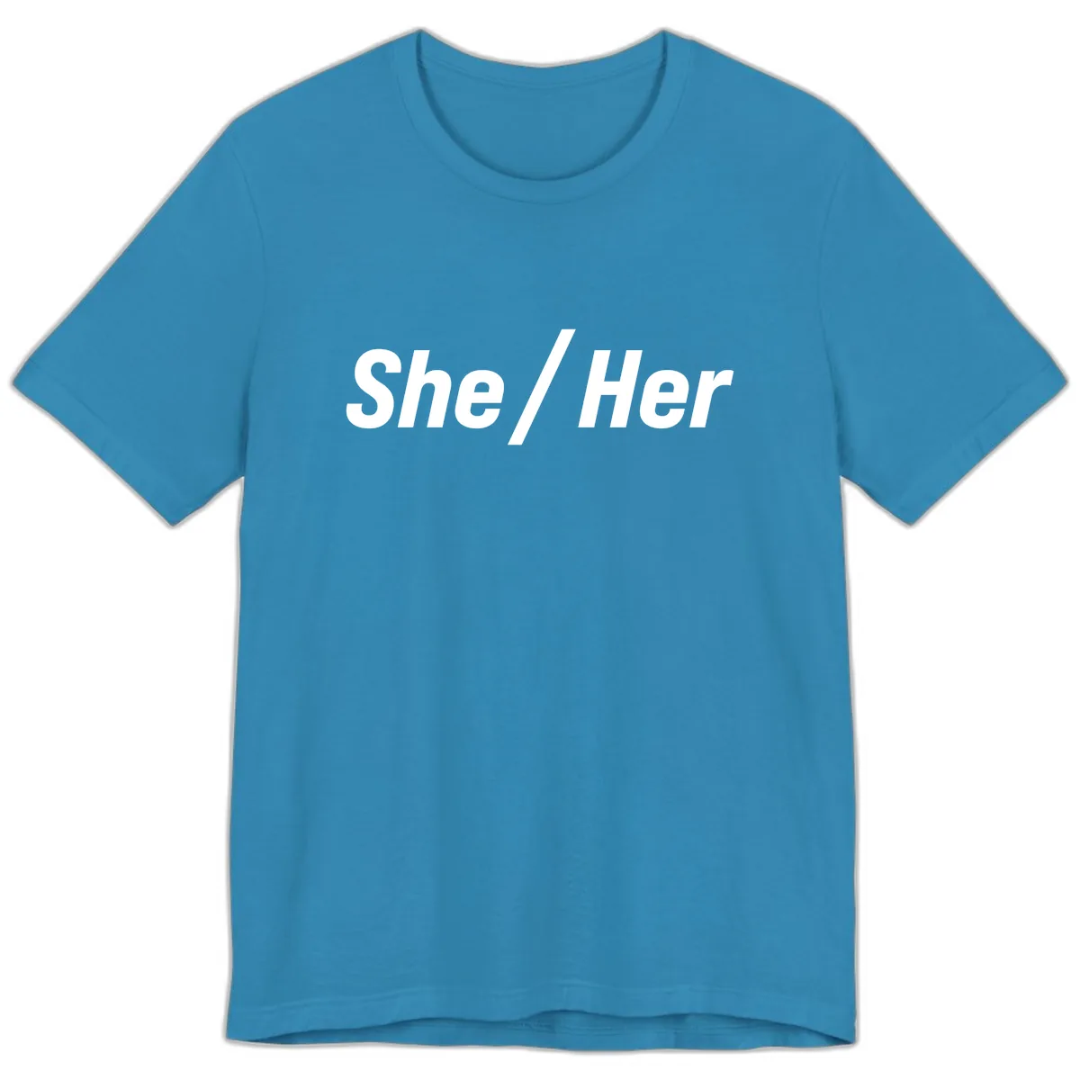 She/Her Pronoun Statement Premium T-Shirt in Aqua