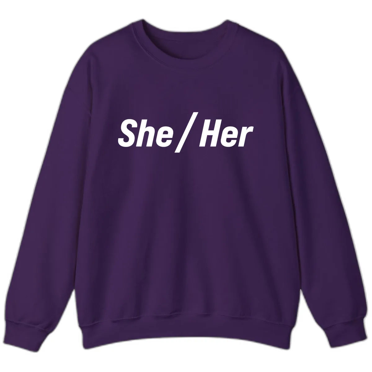She/Her Pronoun Statement Sweatshirt in Purple