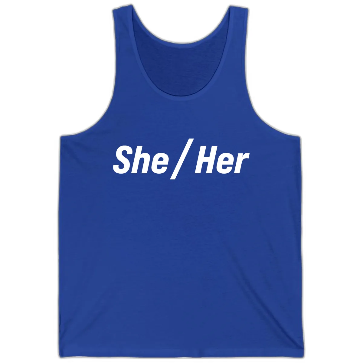 She/Her Pronoun Statement Tank in True Royal