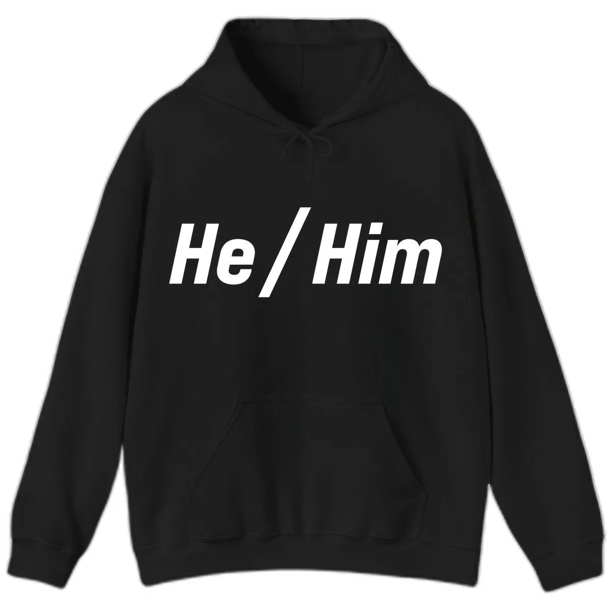 He Slash Him Pronoun Pride Hoodie in Black