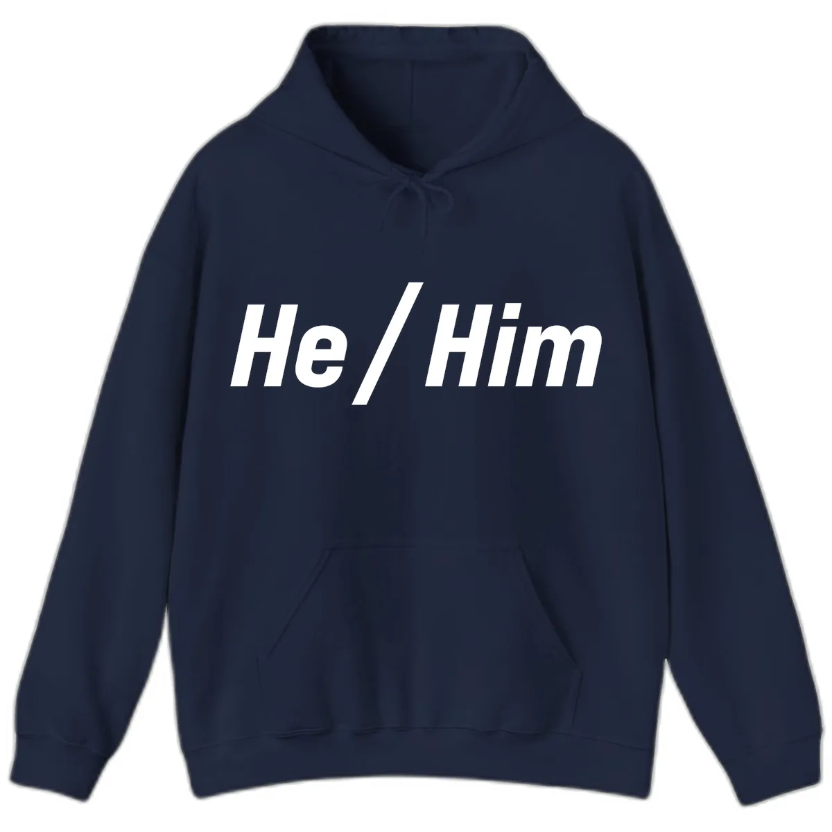 He Slash Him Pronoun Pride Hoodie in Navy