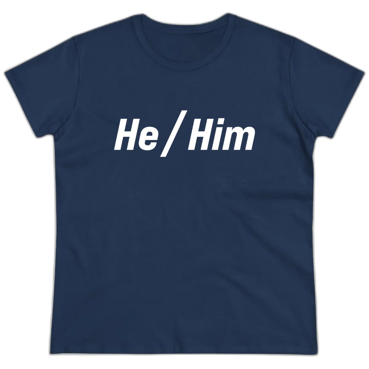 He Slash Him Pronoun Pride Ladies Tee in Navy