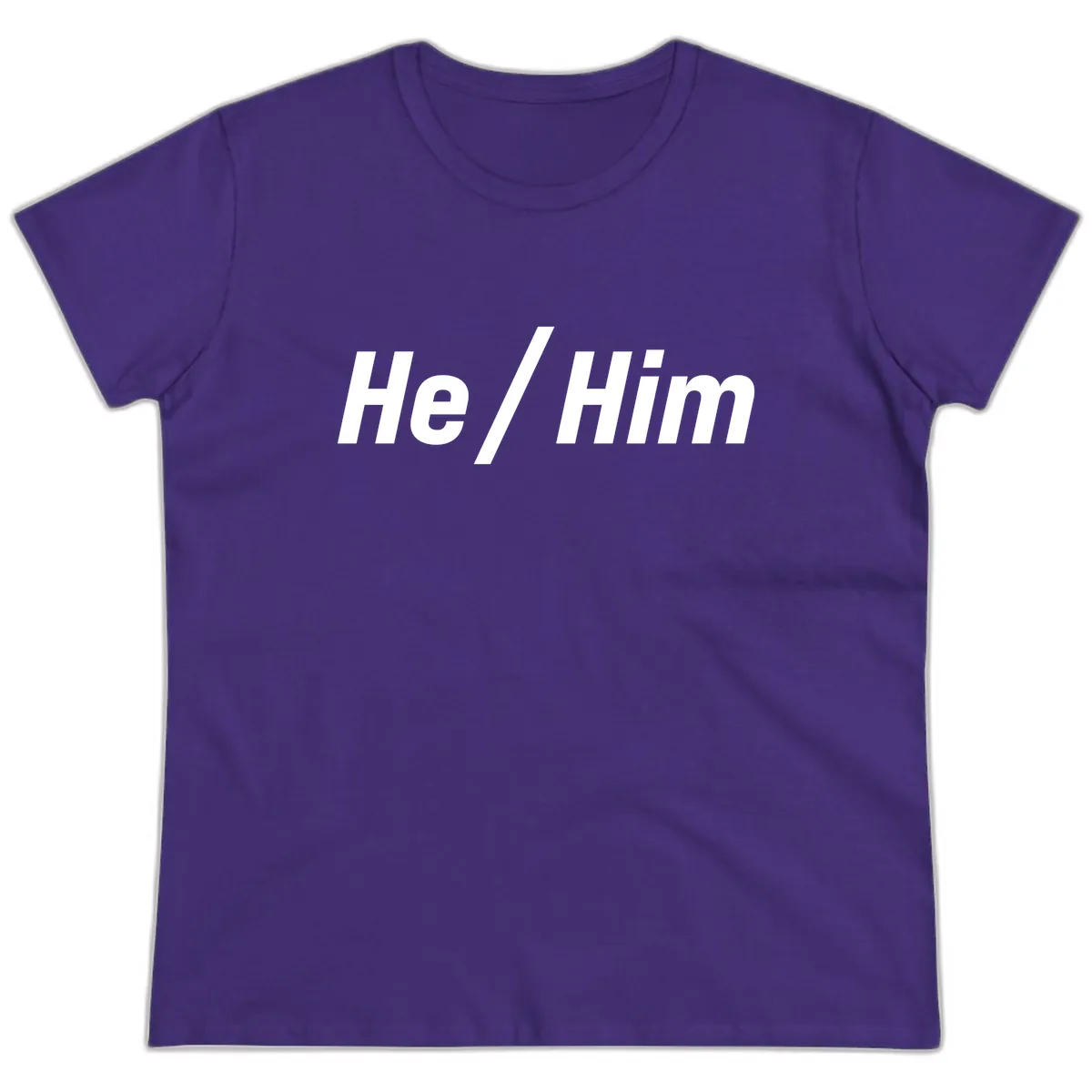 He Slash Him Pronoun Pride Ladies Tee in Purple