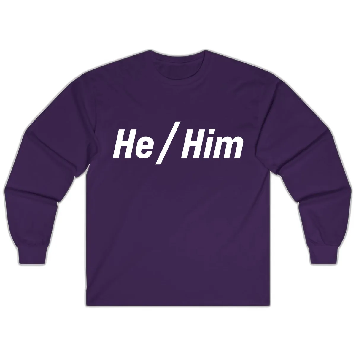 He Slash Him Pronoun Pride Long Sleeve in Purple