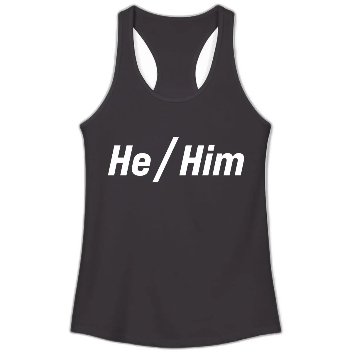 He Slash Him Pronoun Pride Ladies Tank in Black