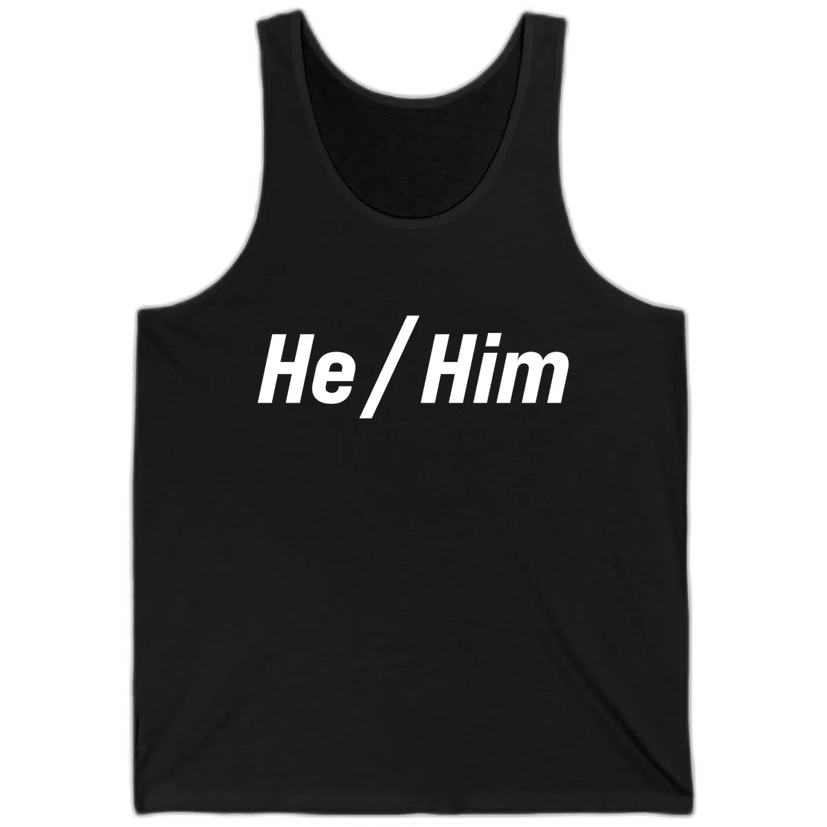 He Slash Him Pronoun Pride Tank in Black
