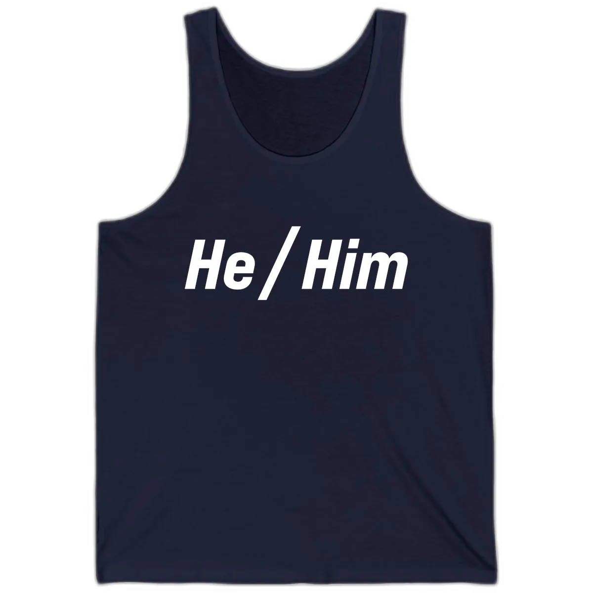 He Slash Him Pronoun Pride Tank in Navy