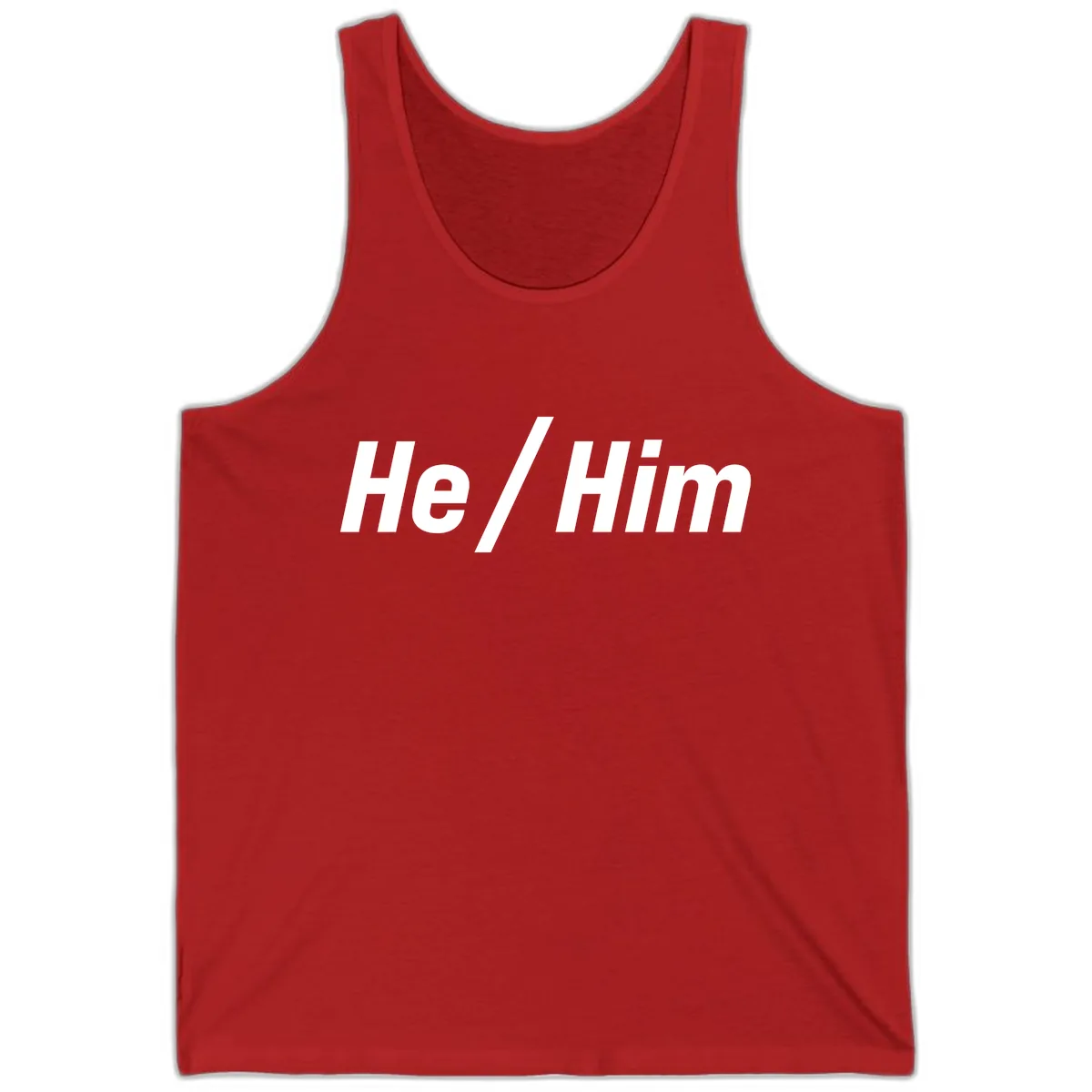 He Slash Him Pronoun Pride Tank in Red