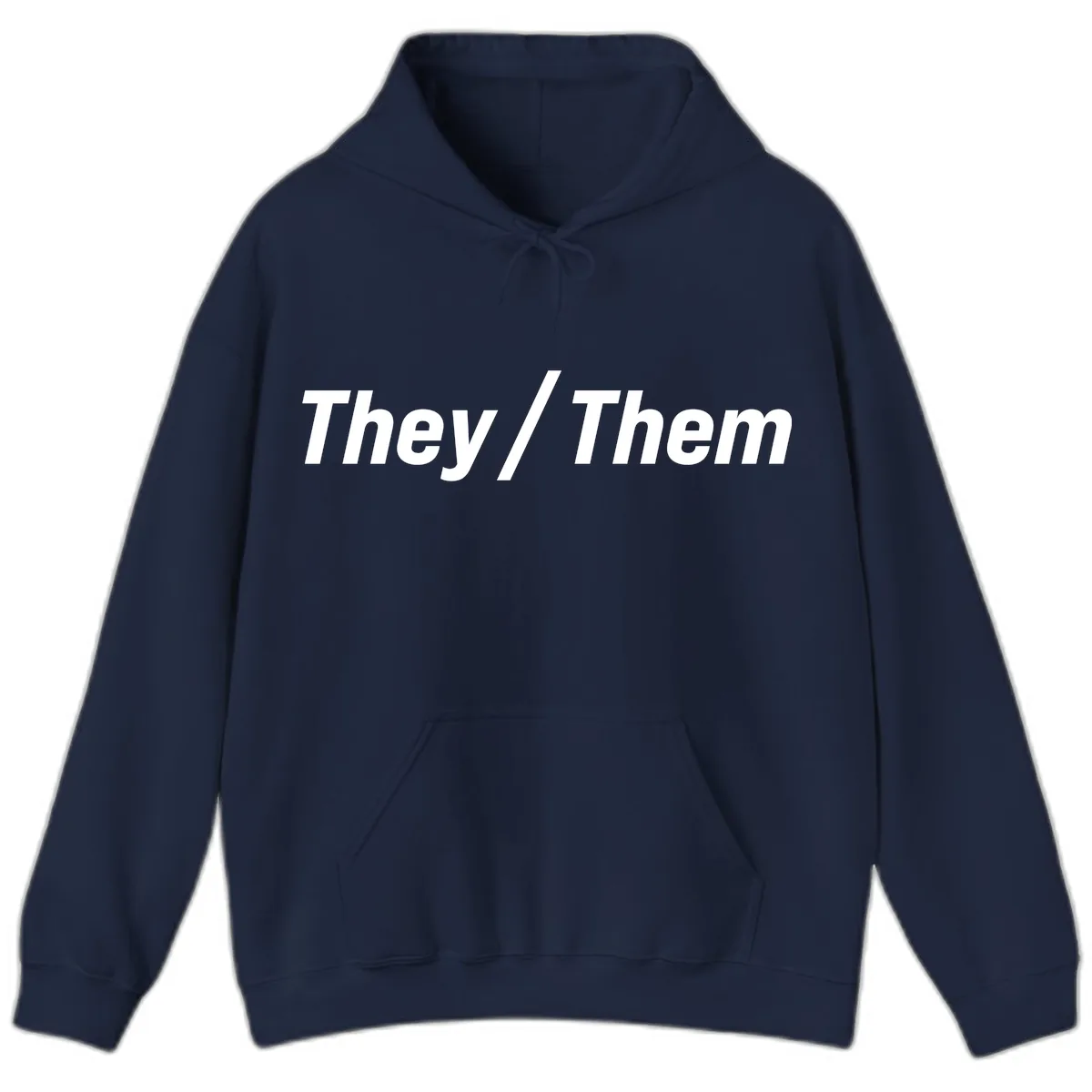 They/Them Pronoun Statement Hoodie in Navy