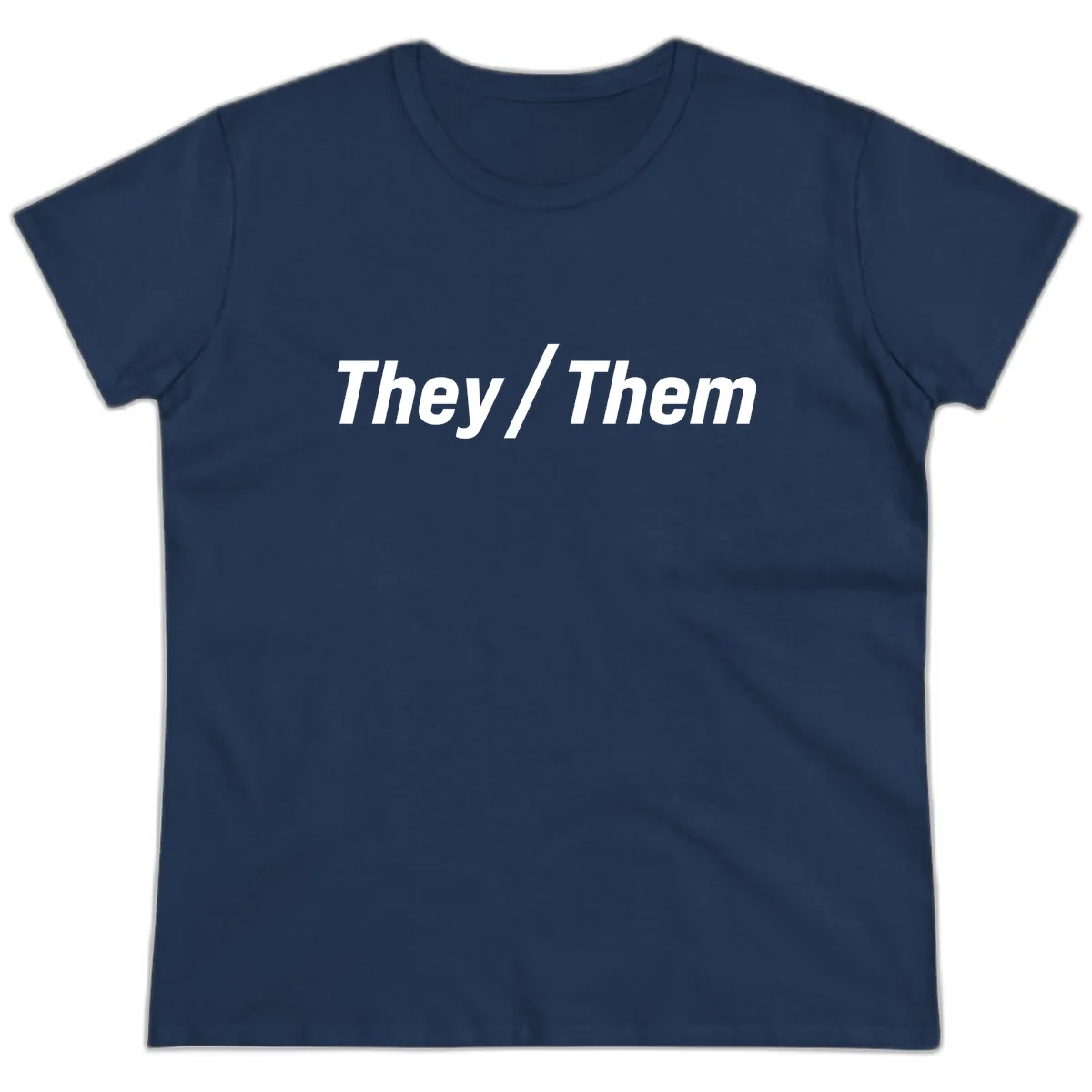They/Them Pronoun Statement Ladies Tee in Navy