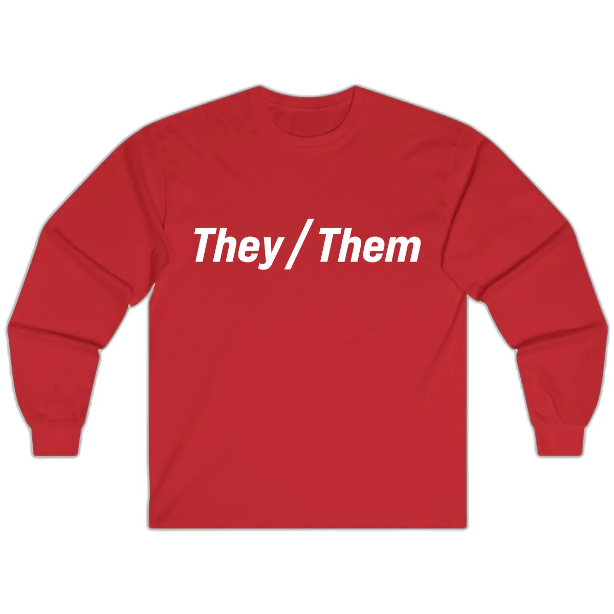 They/Them Pronoun Statement Long Sleeve in Red