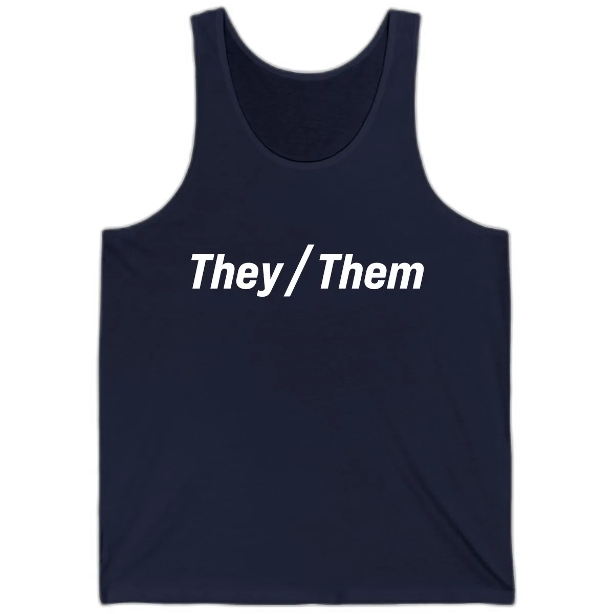 They/Them Pronoun Statement Tank in Navy