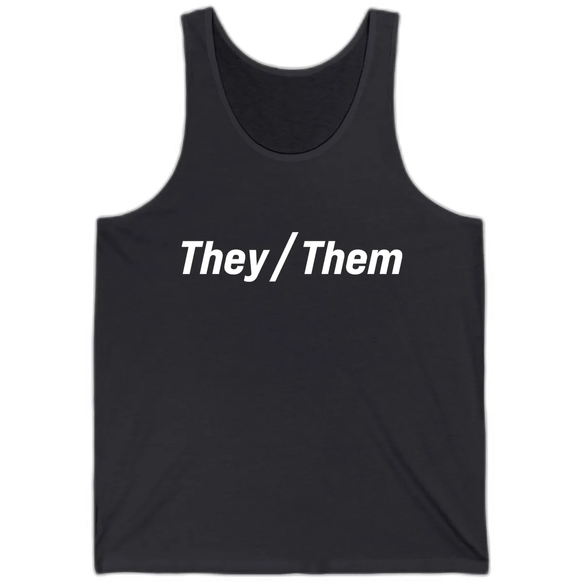 They/Them Pronoun Statement Tank in Dark Grey
