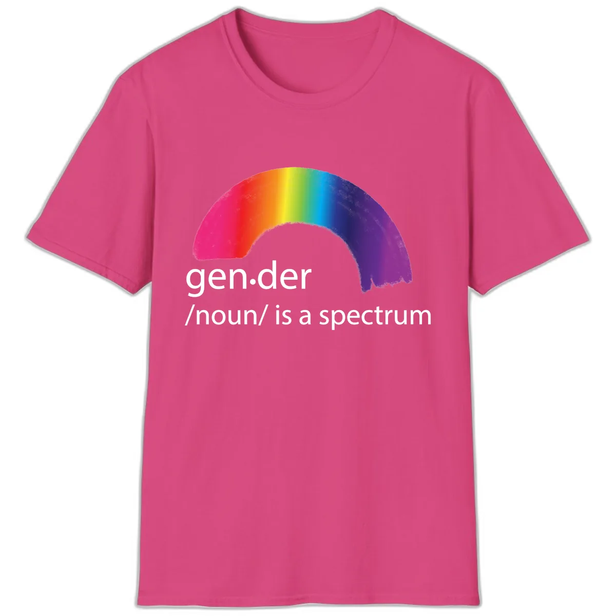 Gender Is A Spectrum T-Shirt in Heliconia