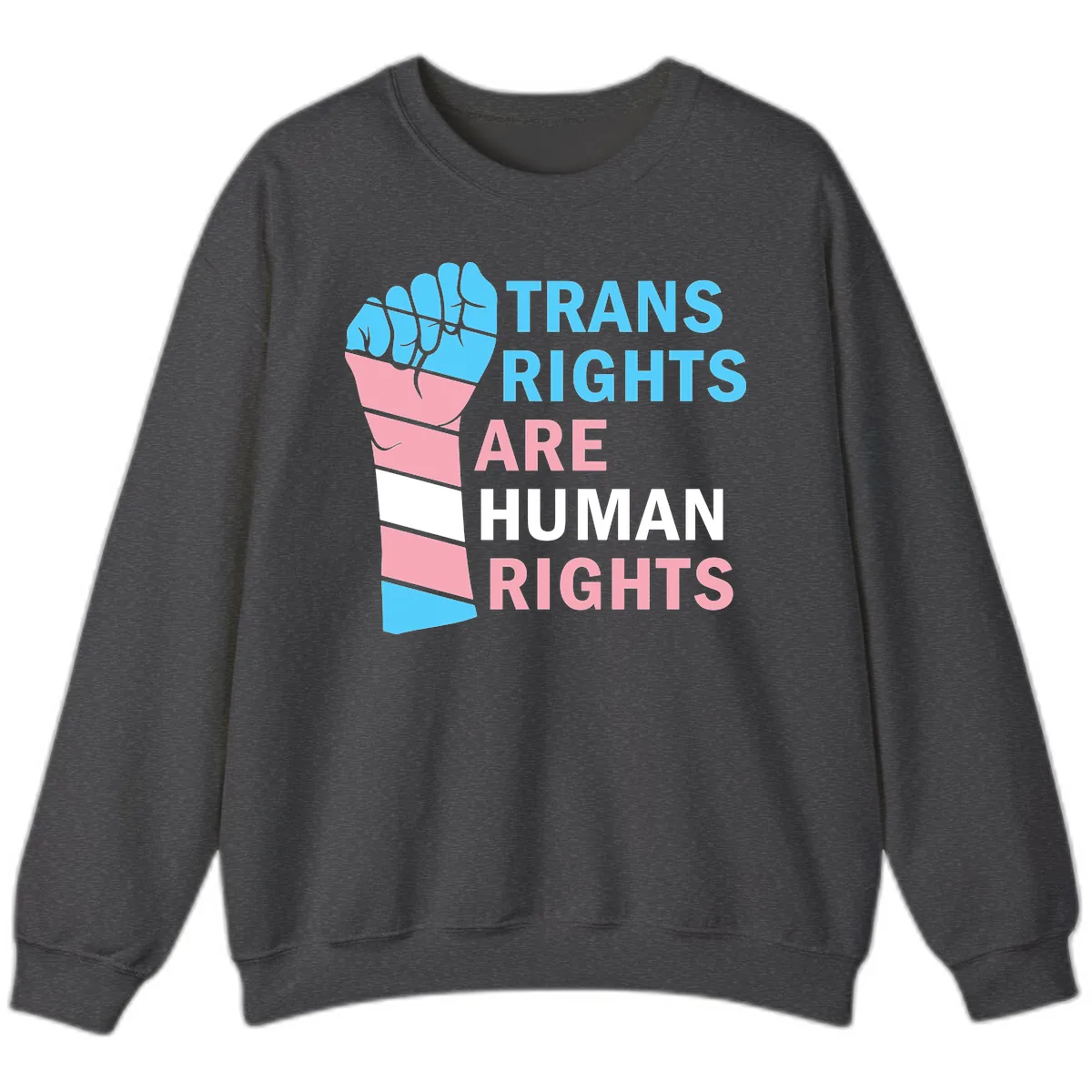 Trans Rights Are Human Rights Fist Sweatshirt in Dark Heather