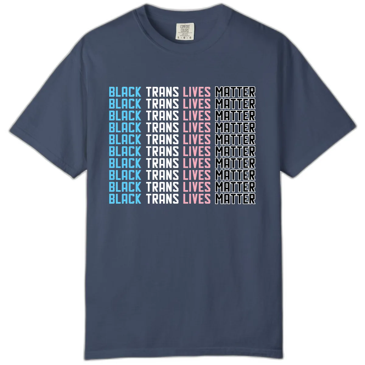 Black Trans Lives Matter Repeating Pattern Comfort Color in Midnight