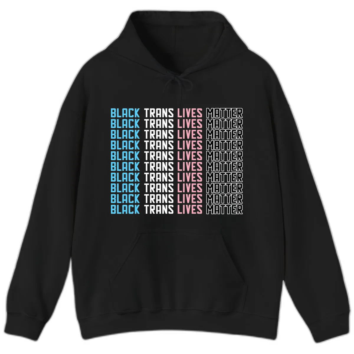 Black Trans Lives Matter Repeating Pattern Hoodie in Black