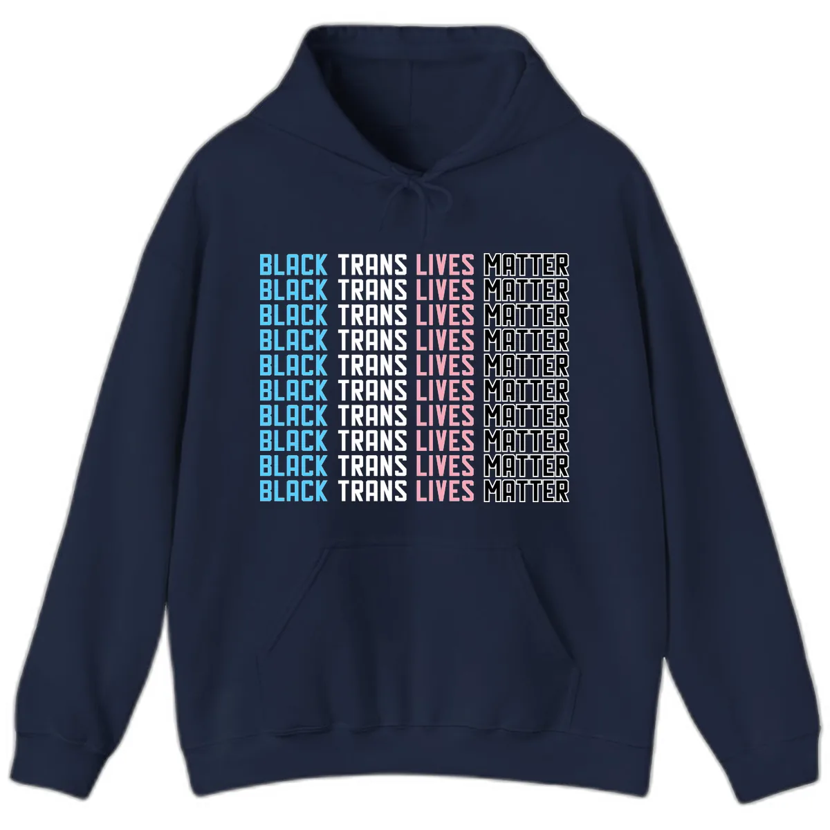 Black Trans Lives Matter Repeating Pattern Hoodie in Navy