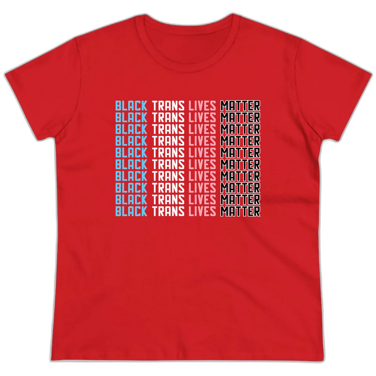 Black Trans Lives Matter Repeating Pattern Ladies Tee in Red