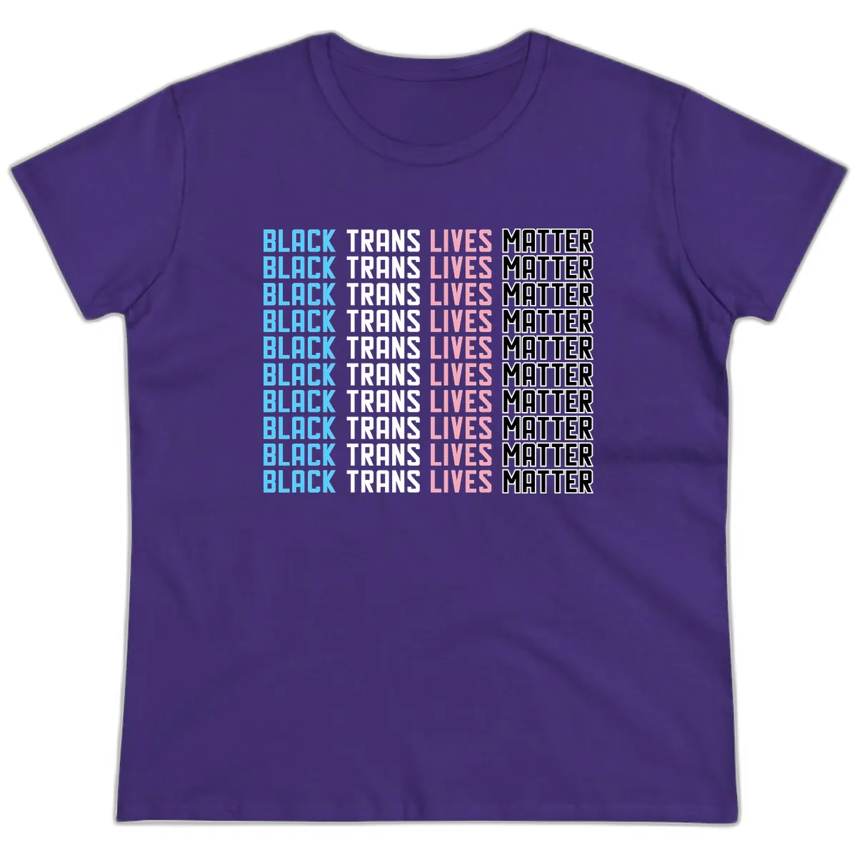 Black Trans Lives Matter Repeating Pattern Ladies Tee in Purple