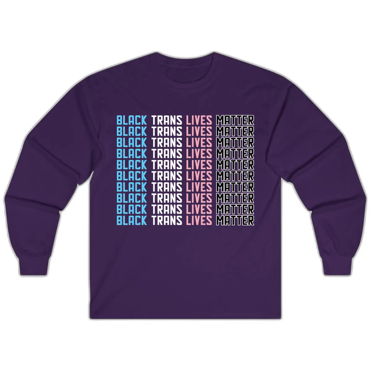 Black Trans Lives Matter Repeating Pattern Long Sleeve in Purple