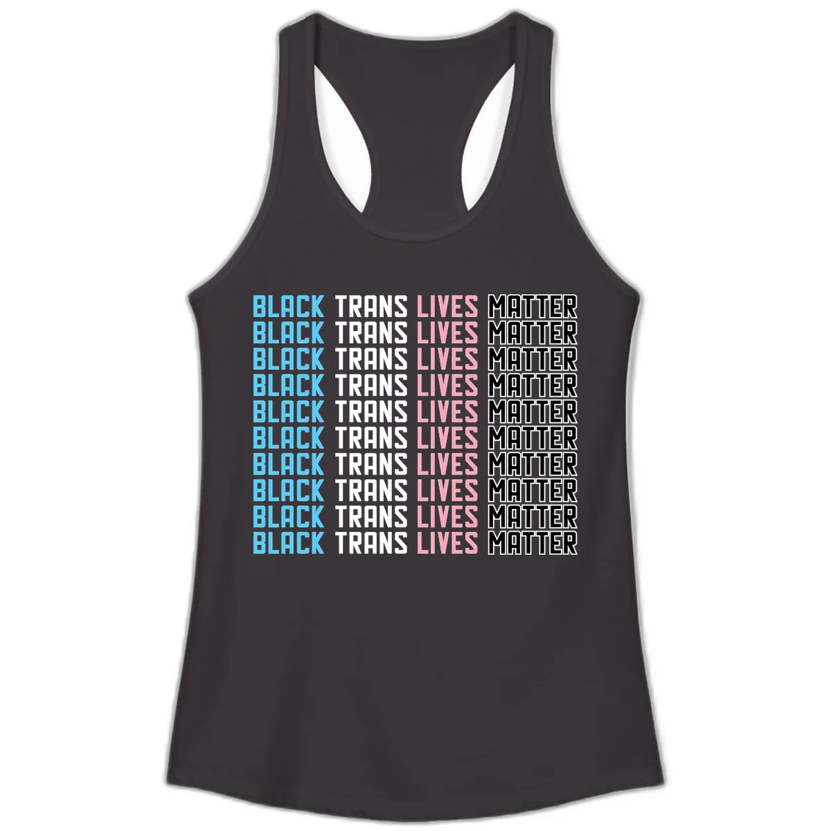 Black Trans Lives Matter Repeating Pattern Ladies Tank in Black