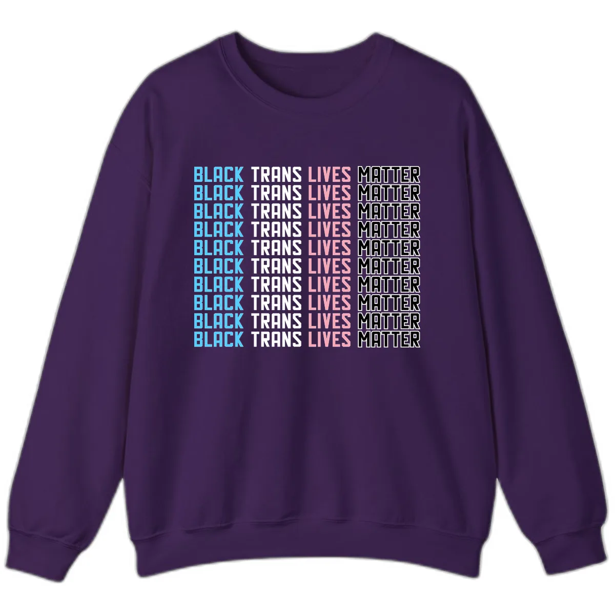 Black Trans Lives Matter Repeating Pattern Sweatshirt in Purple