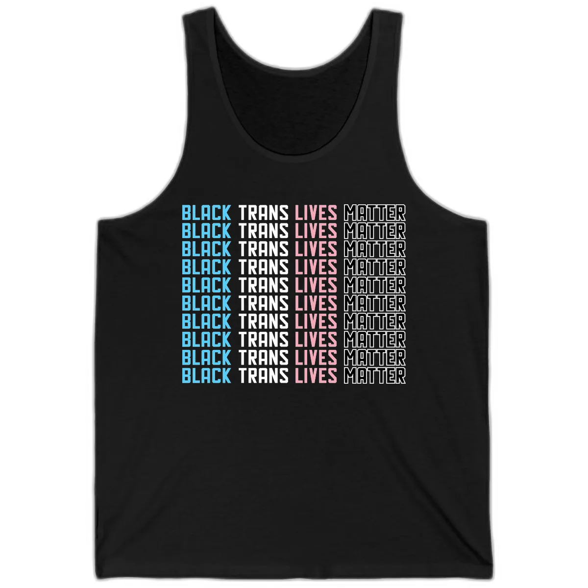 Black Trans Lives Matter Repeating Pattern Tank in Black
