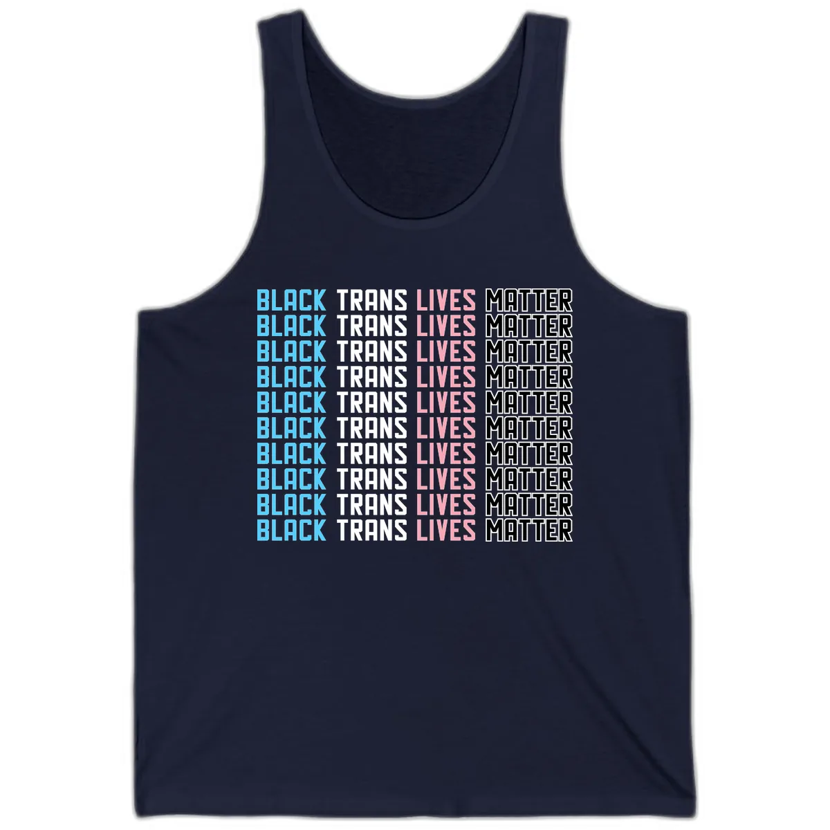 Black Trans Lives Matter Repeating Pattern Tank in Navy