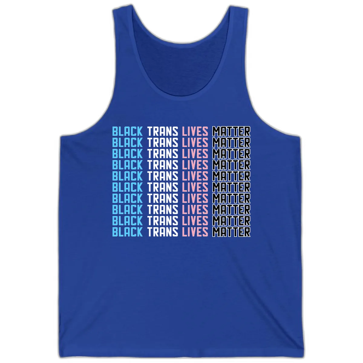 Black Trans Lives Matter Repeating Pattern Tank in True Royal
