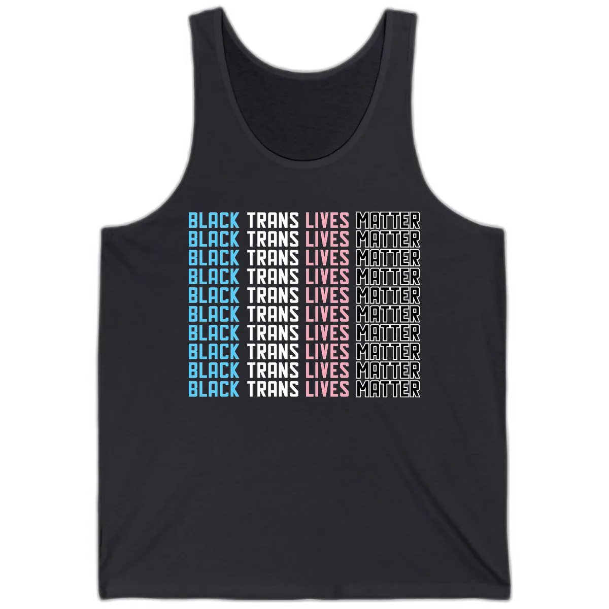Black Trans Lives Matter Repeating Pattern Tank in Dark Grey