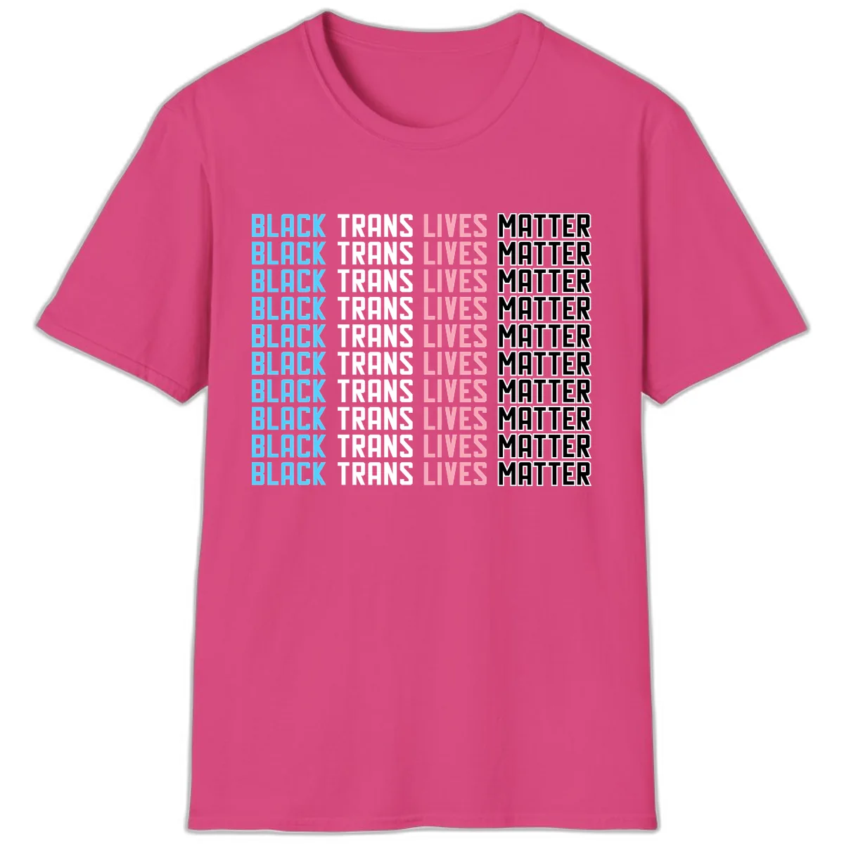 Black Trans Lives Matter Repeating Pattern T-Shirt in Heliconia