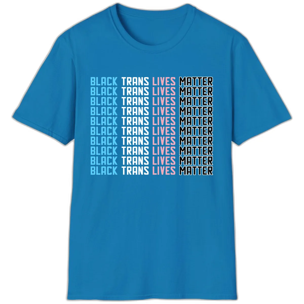 Black Trans Lives Matter Repeating Pattern T-Shirt in Sapphire