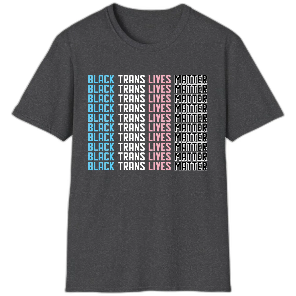 Black Trans Lives Matter Repeating Pattern T-Shirt in Dark Heather