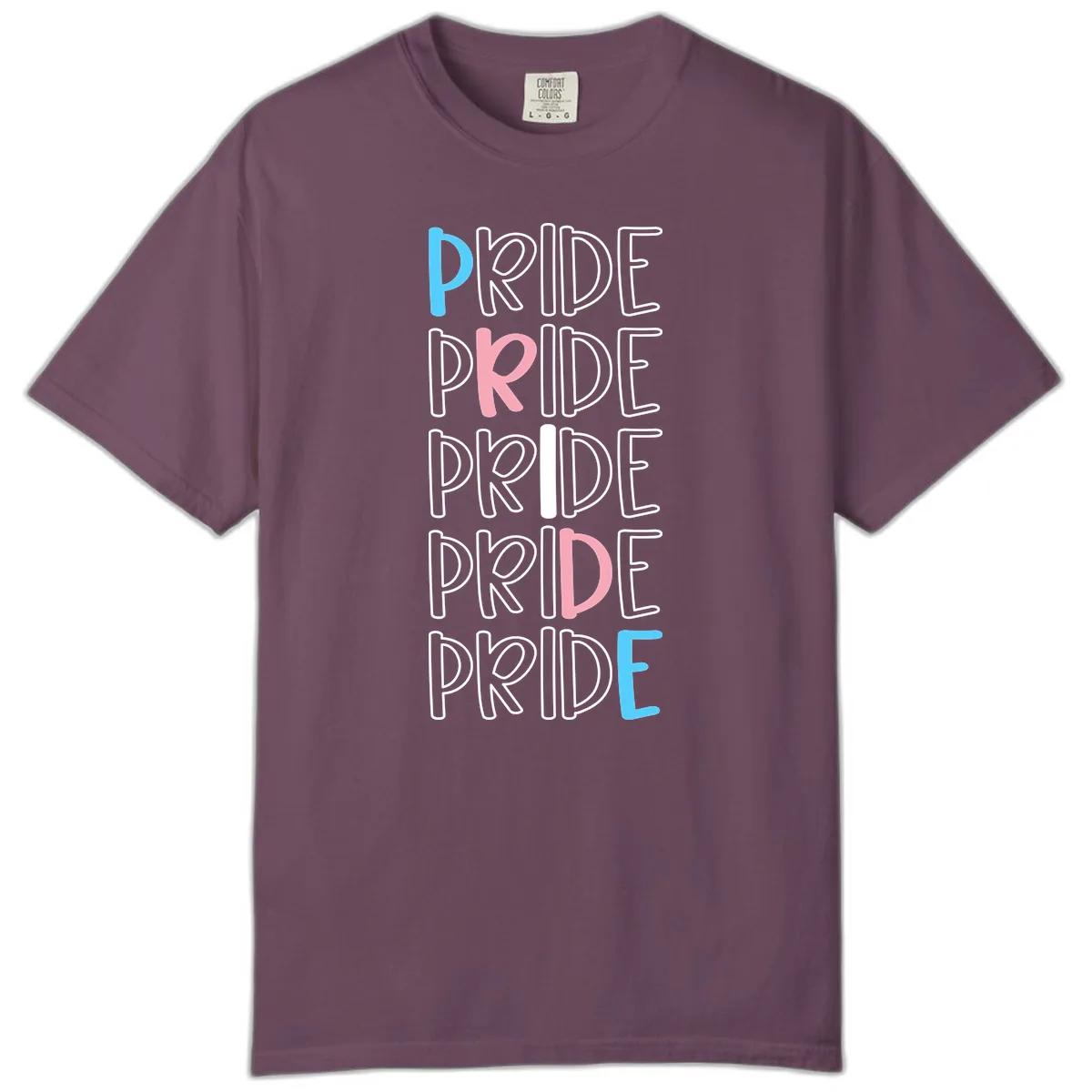 Pride Stacked Rainbow Text Design Comfort Color in Berry