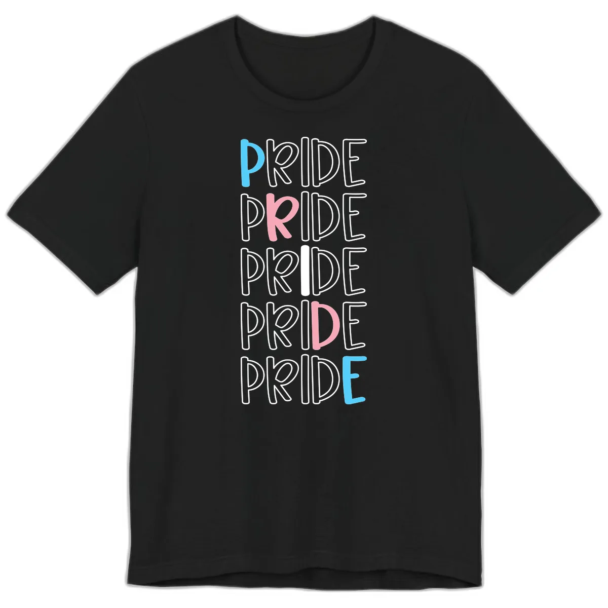 Pride Stacked Rainbow Text Design Premium T-Shirt in Black