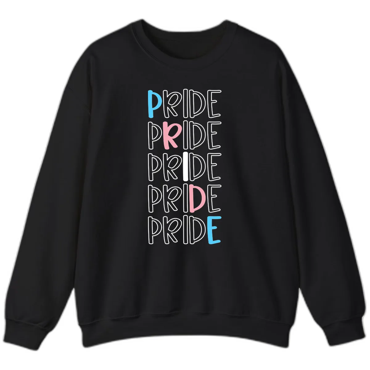 Pride Stacked Rainbow Text Design Sweatshirt in Black