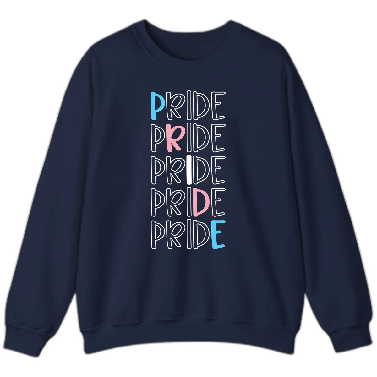 Pride Stacked Rainbow Text Design Sweatshirt in Navy