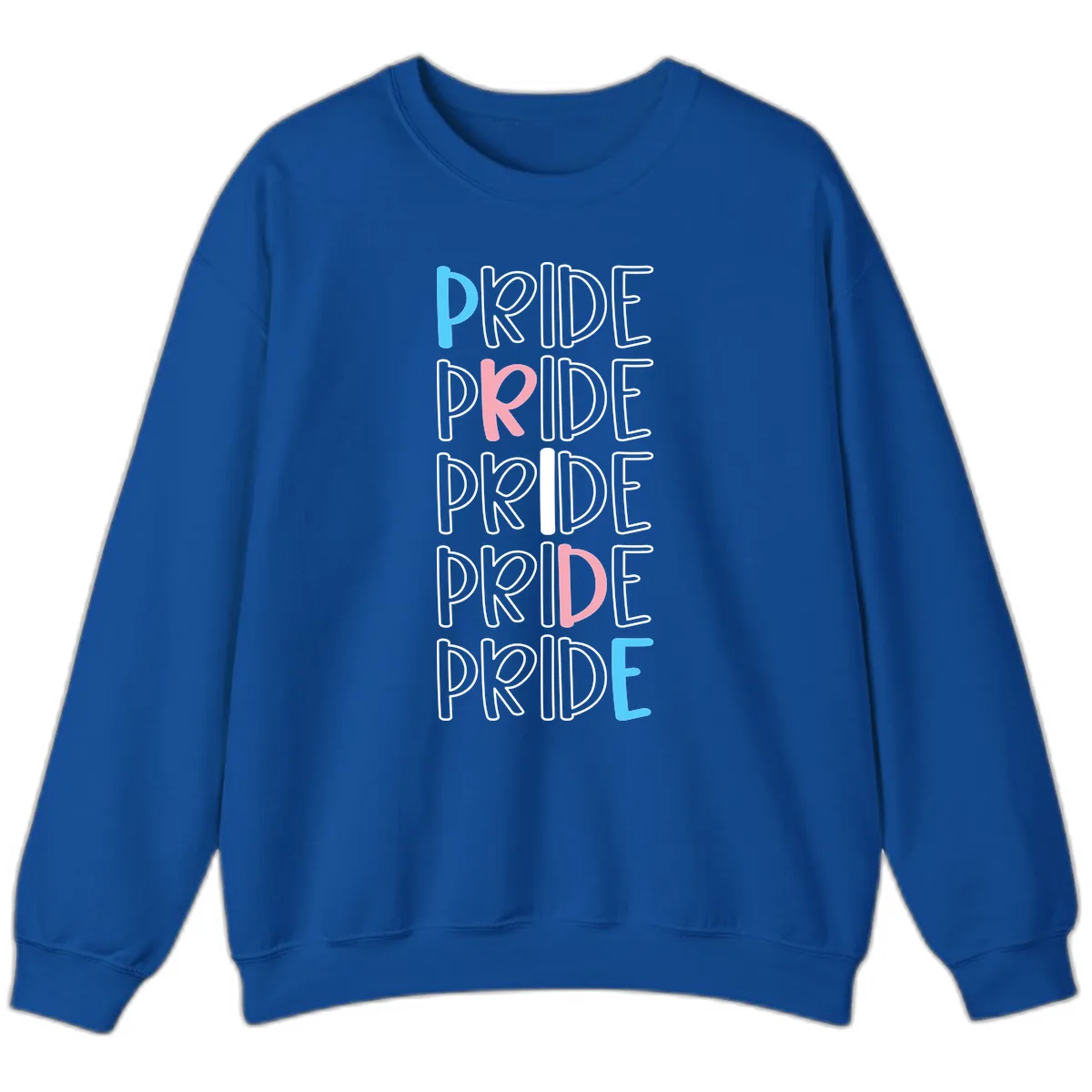 Pride Stacked Rainbow Text Design Sweatshirt in Royal