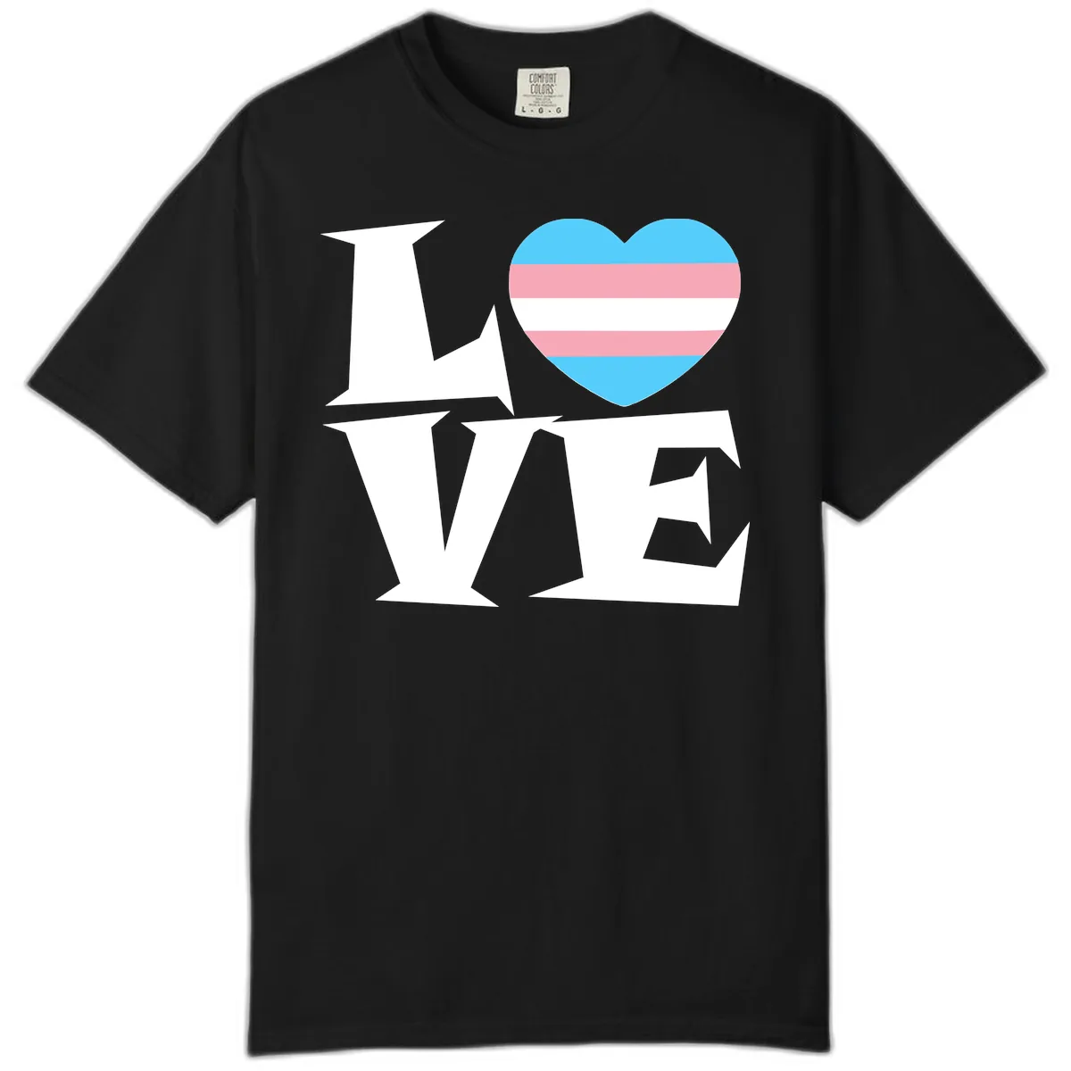 Love Wins Trans Pride Heart Comfort Color in Black
