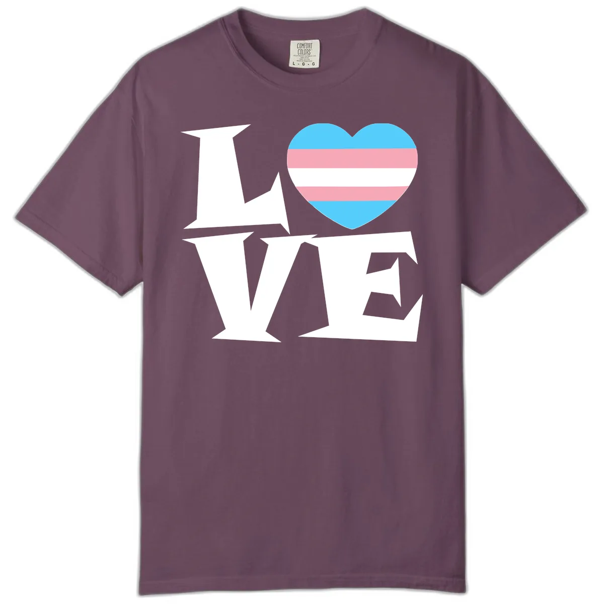 Love Wins Trans Pride Heart Comfort Color in Berry