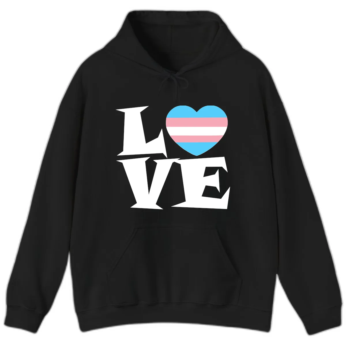 Love Wins Trans Pride Heart Hoodie in Black