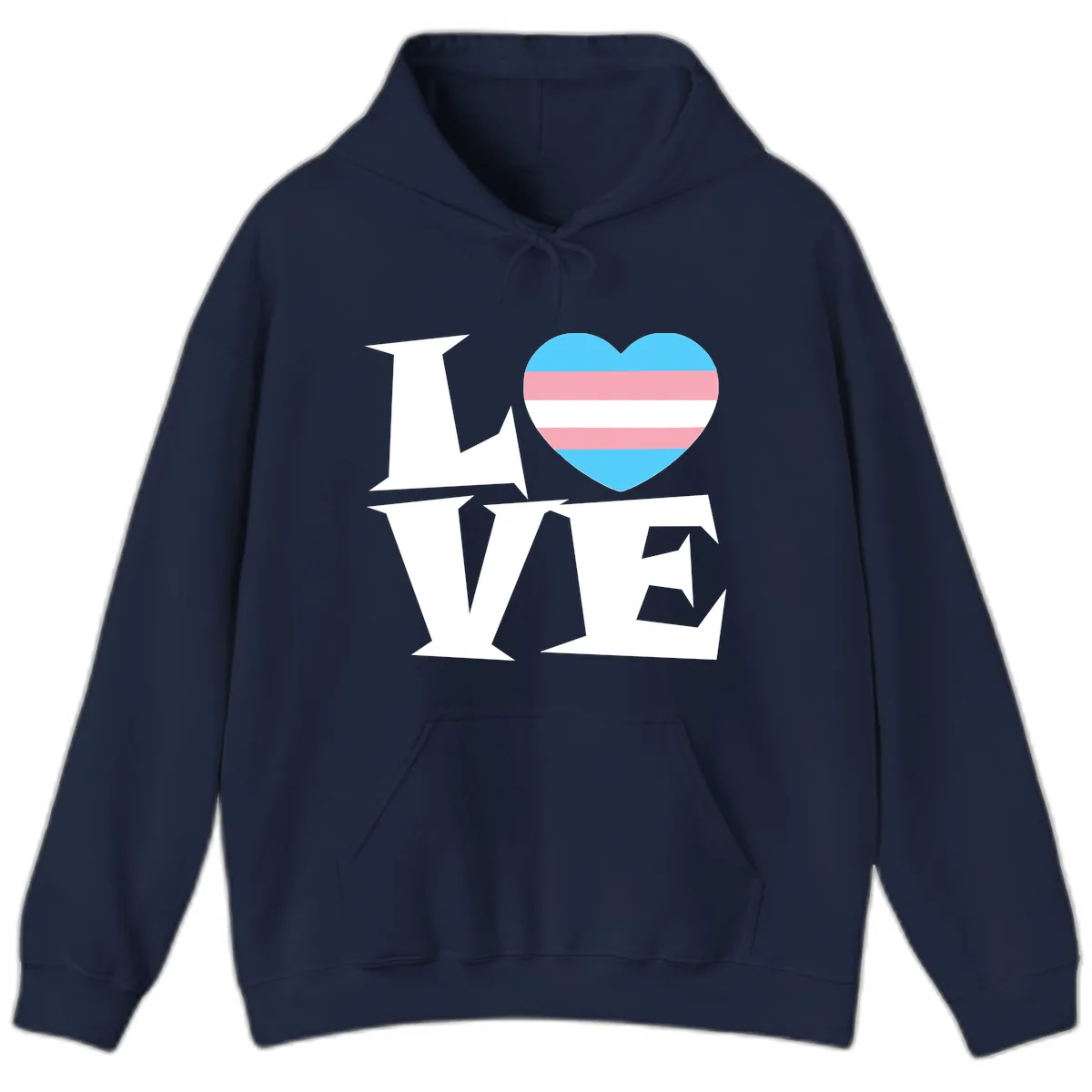 Love Wins Trans Pride Heart Hoodie in Navy