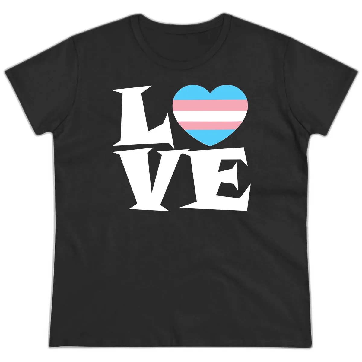 Love Wins Trans Pride Heart Ladies Tee in Black