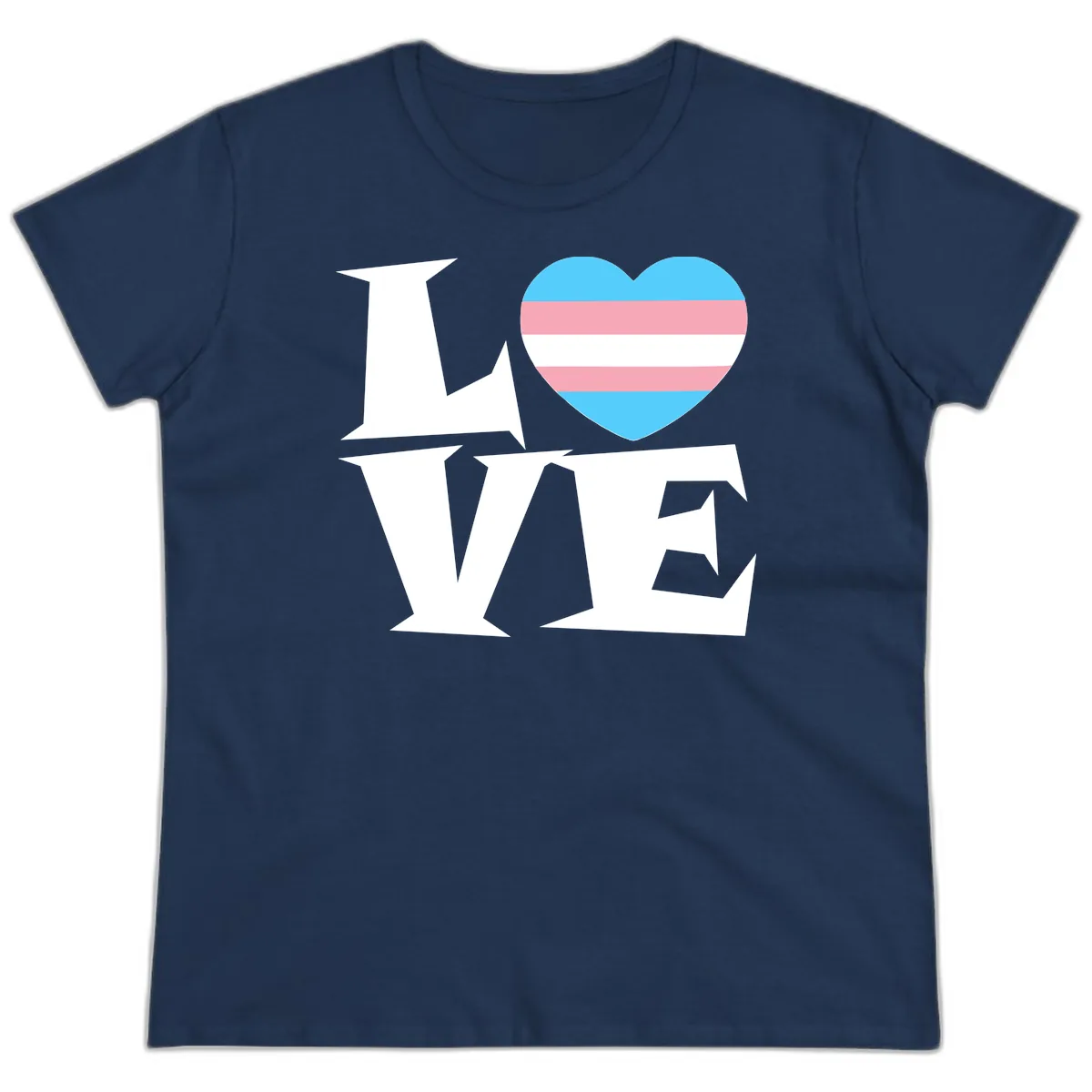 Love Wins Trans Pride Heart Ladies Tee in Navy