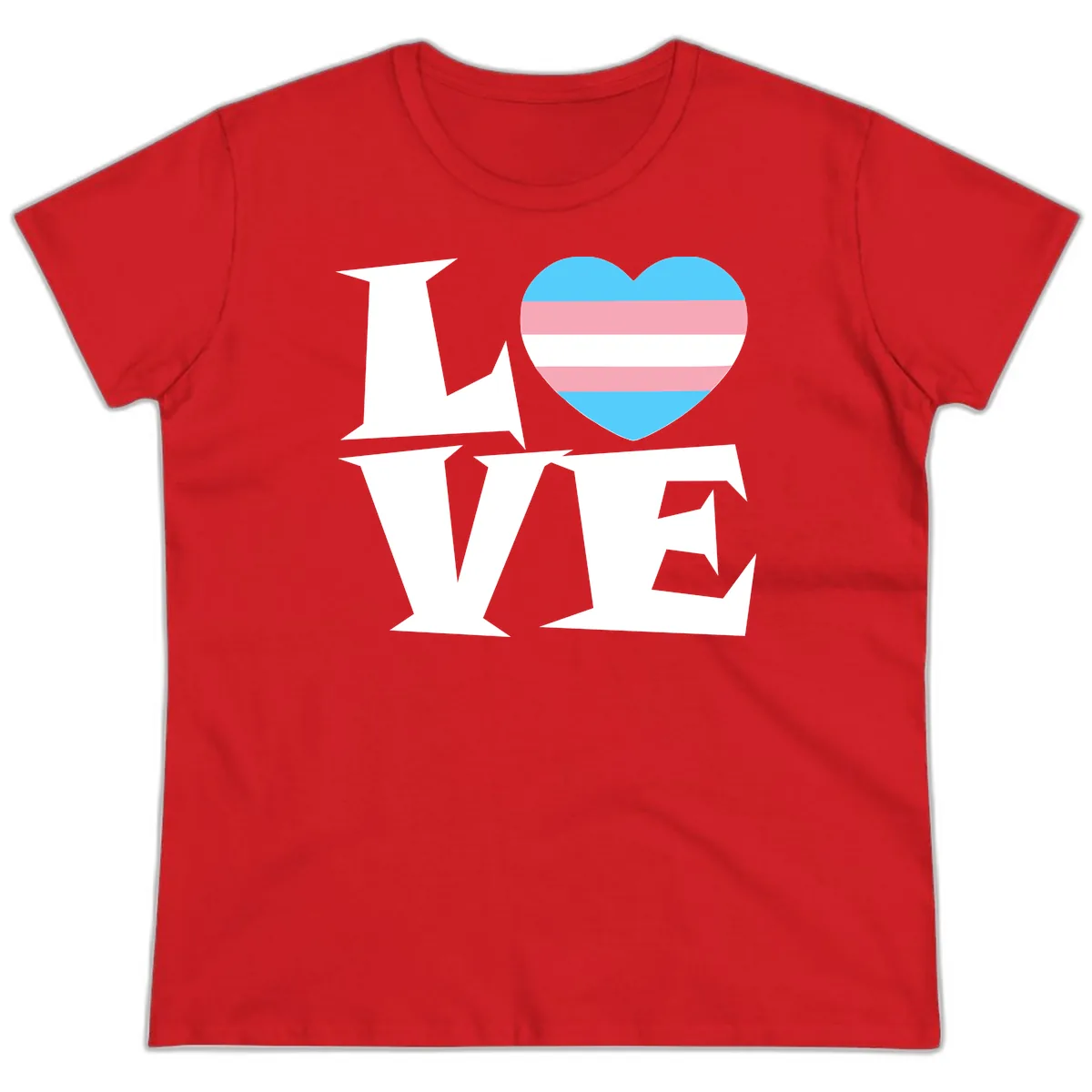 Love Wins Trans Pride Heart Ladies Tee in Red
