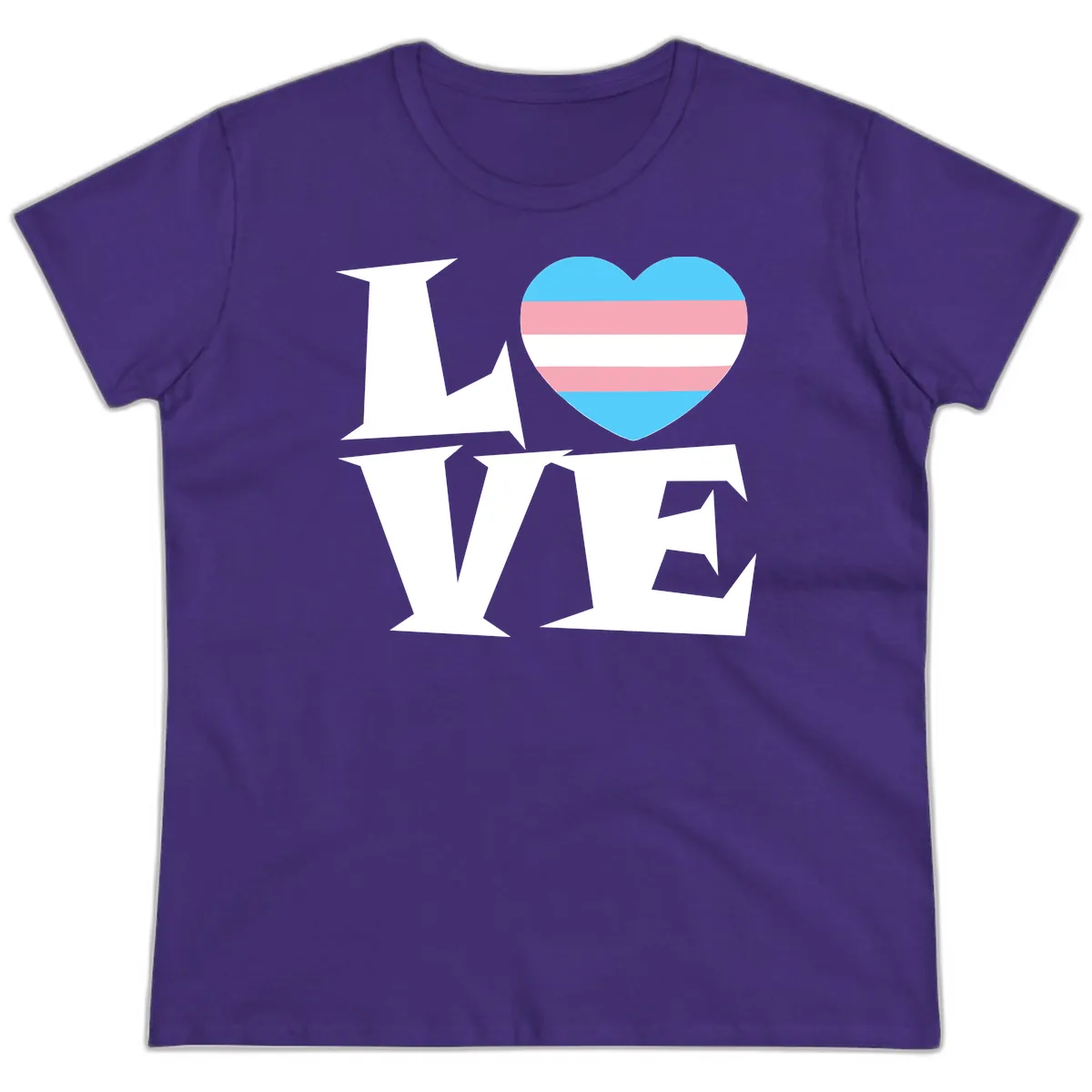 Love Wins Trans Pride Heart Ladies Tee in Purple