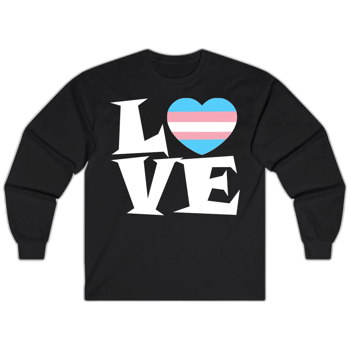 Love Wins Trans Pride Heart Long Sleeve in Black