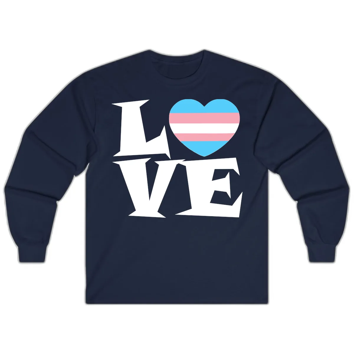 Love Wins Trans Pride Heart Long Sleeve in Navy